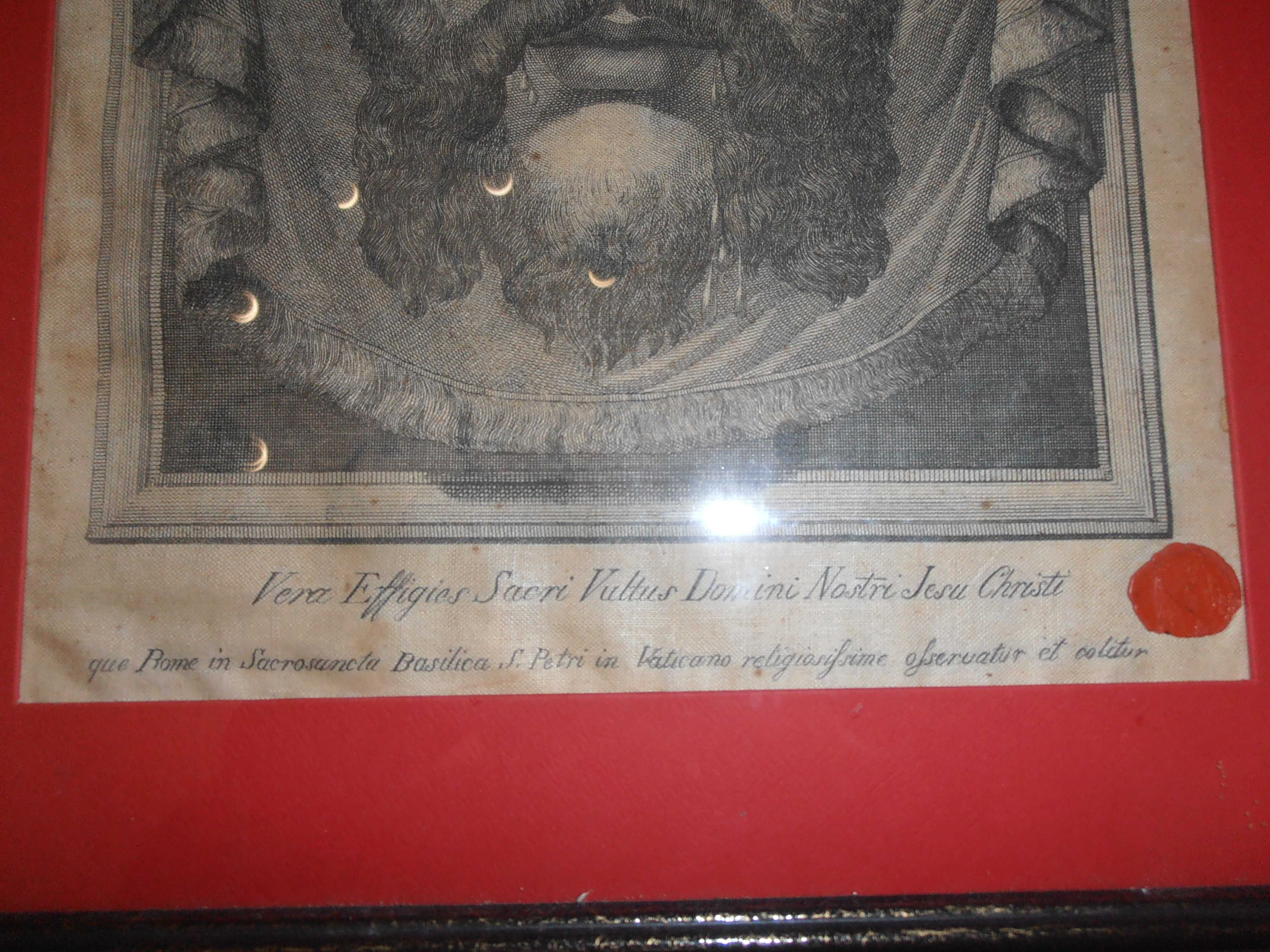 quadro relíquia certificado- efígie de cristo, véu de verónica,séc.xix