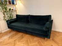 Kanapa / sofa rozkładana - optisofa blues, zielony butelkowy
