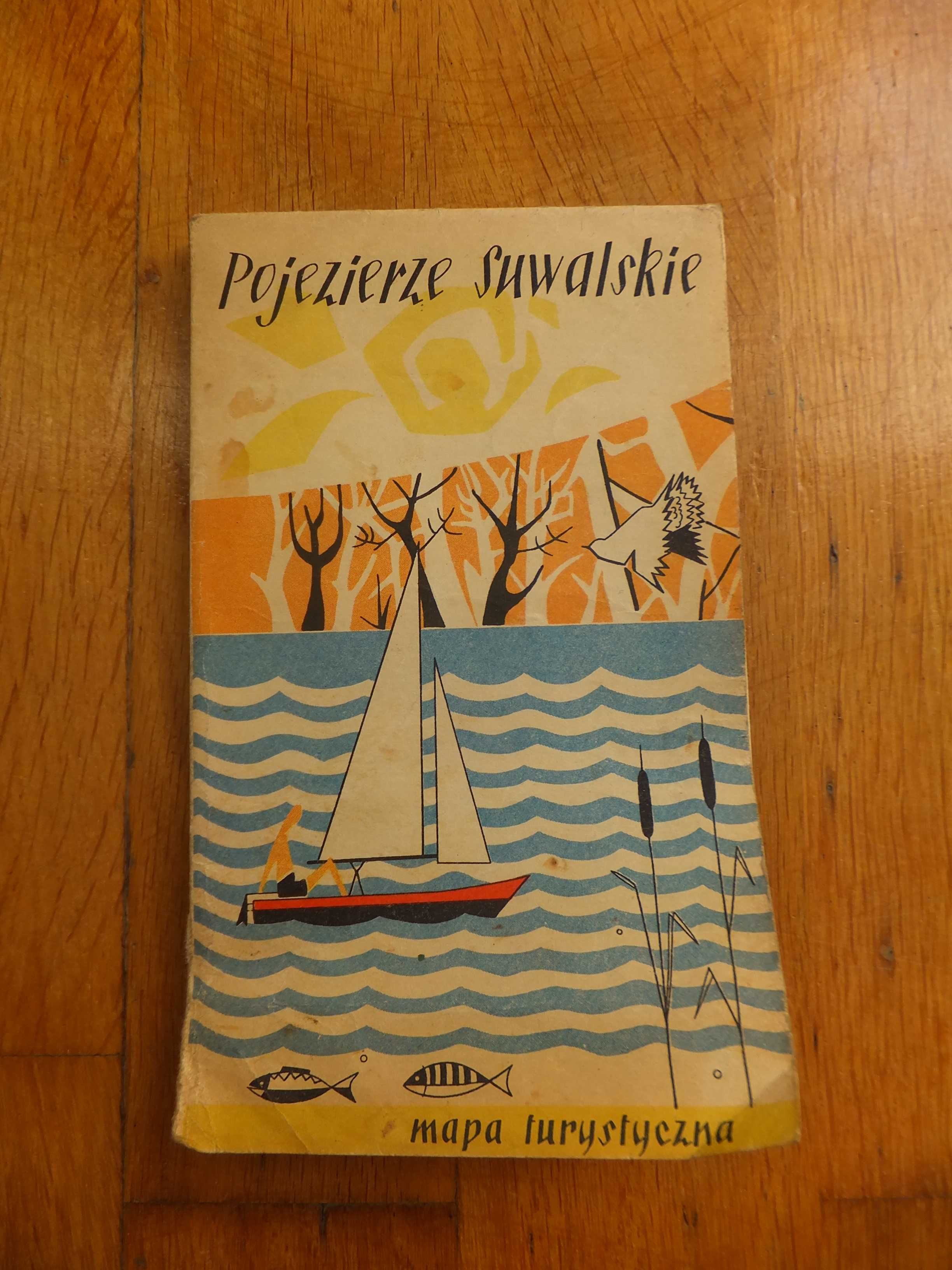 Mapa turystyczna Pojezierze Suwalskie podróże zwiedzanie RETRO 1966