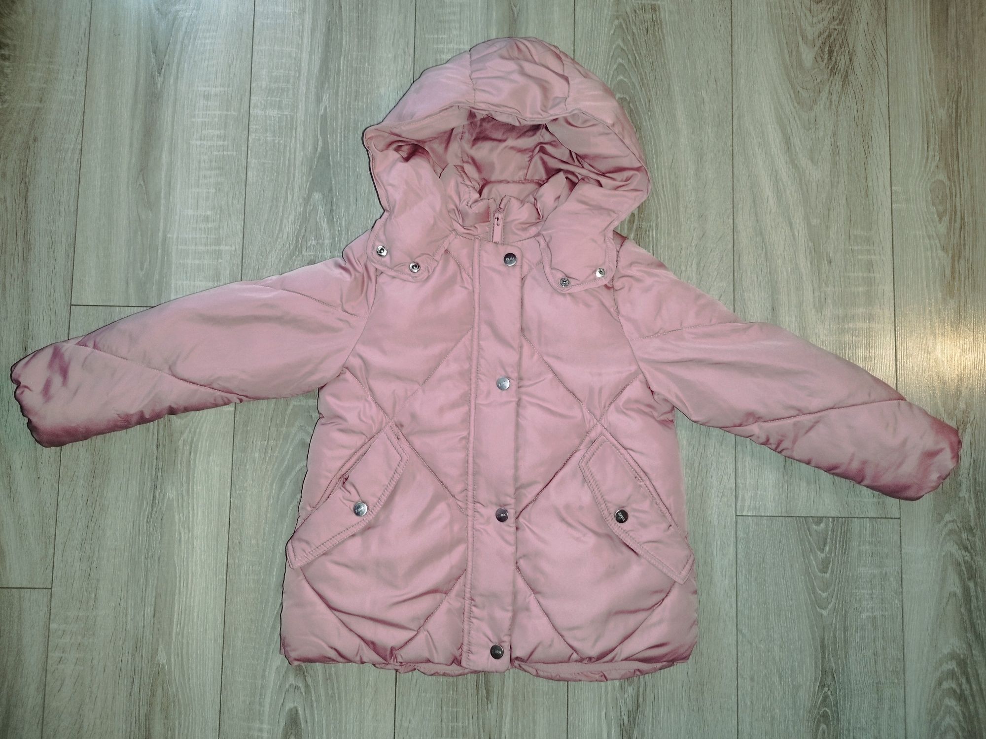 Dziewczęca różowa kurtka zimowa ZARA 128