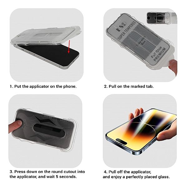 Szkło Hartowane Full Glue Easy-Stick Braders do iPhone 13 / 13 Pro / 1