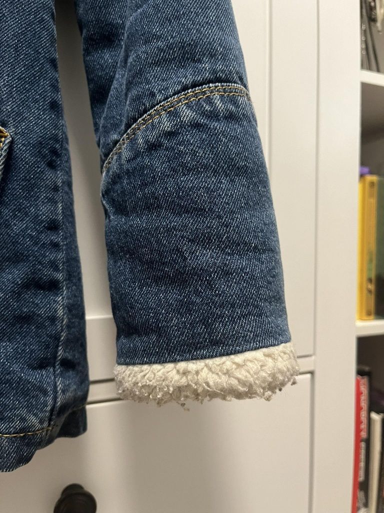 Kurtka zimowa jeansowa z futerkiem Zara r.140