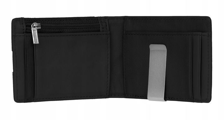 Męski Portfel Cienki Rfid Slim Klips Czarny Etui