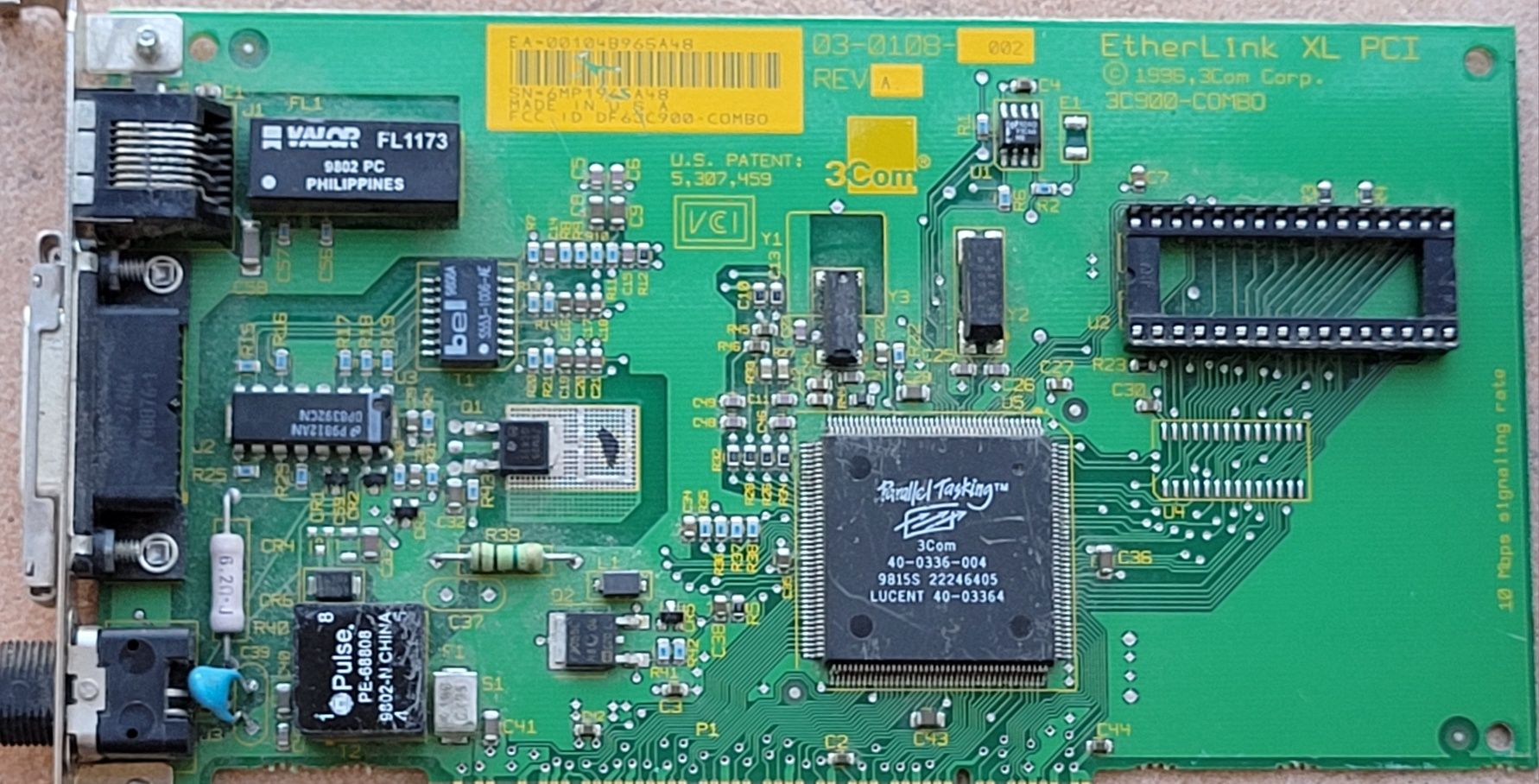 Kolekcja 7 kart sieciowych PCI, PCMCIA lata 90/2k