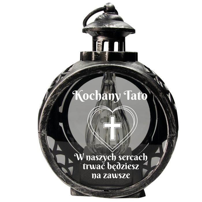 Znicz DLA TATY latarenka okragła na grób led statuetka