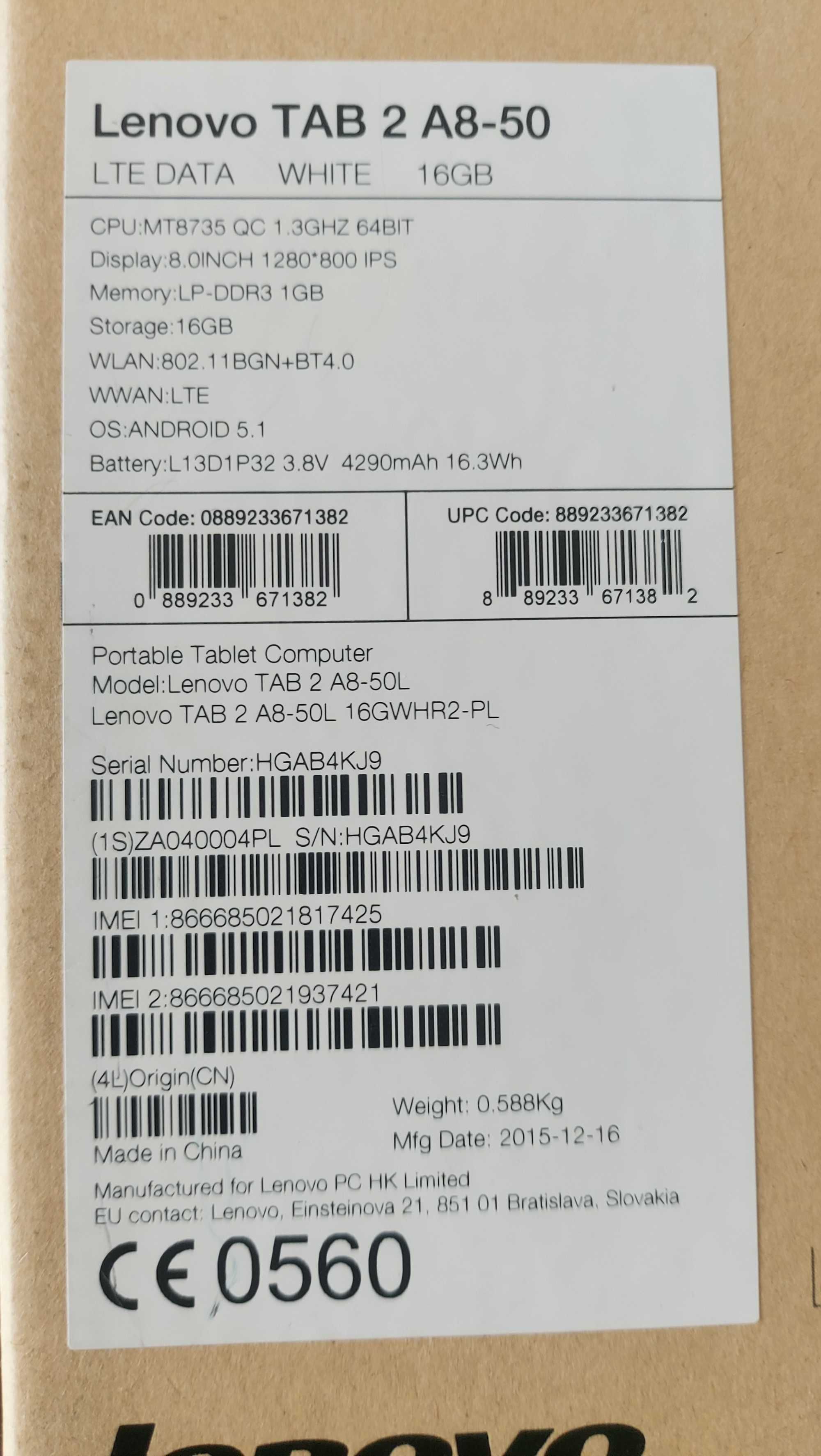 Tablet Lenovo TAB 2 A8-50L 16 GB