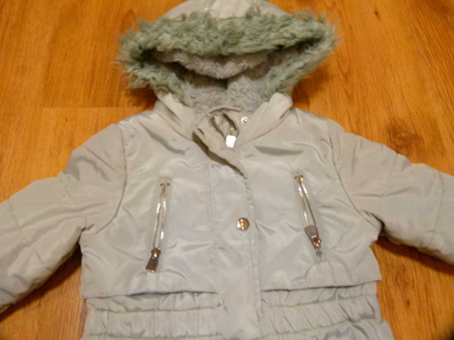 rozm 110-116 TU płaszcz zimowy srebrny / siwy gruby