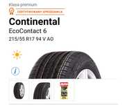 Opony 215/55/17 Nowe Letnie Continental EcoContact 6