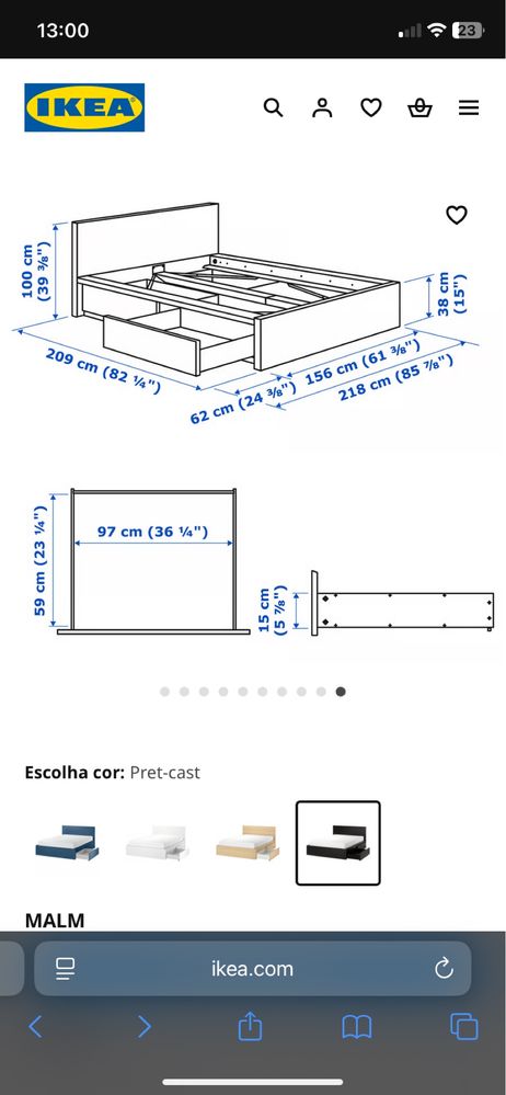 Conjunto - Cama e mesas de cabeceira malm - Ikea
