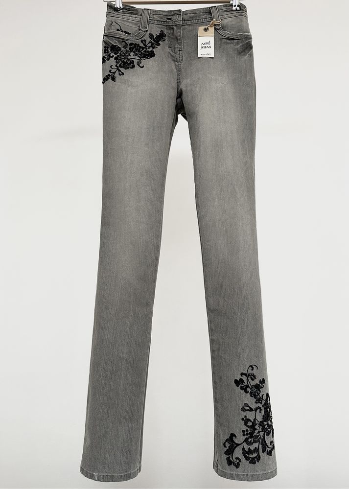 Unikatowe Vintage Jeansy Next Extra Long Straight Leg Z Haftami 36/S