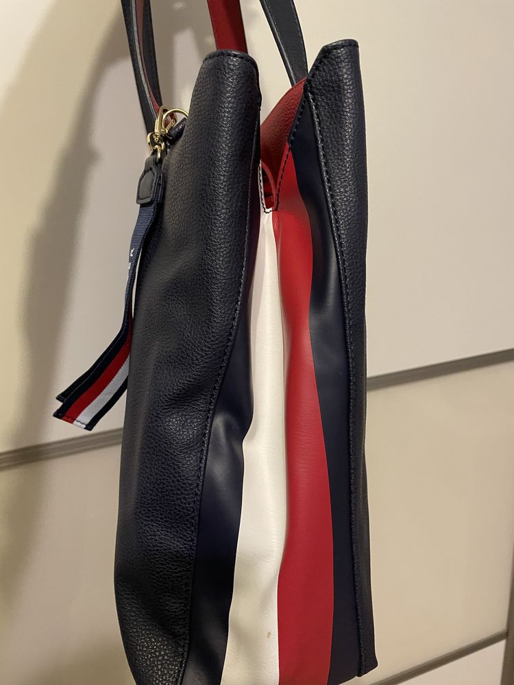 Torba shopper bag Tommy hilfiger  granatowa jak nowa na prezent