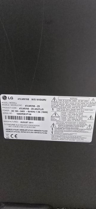 Telewizor LG 3D uszkodzony