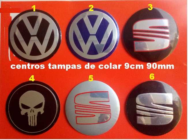 Símbolos Logótipos 90mm emblemas centros jante tampas colar VW Seat