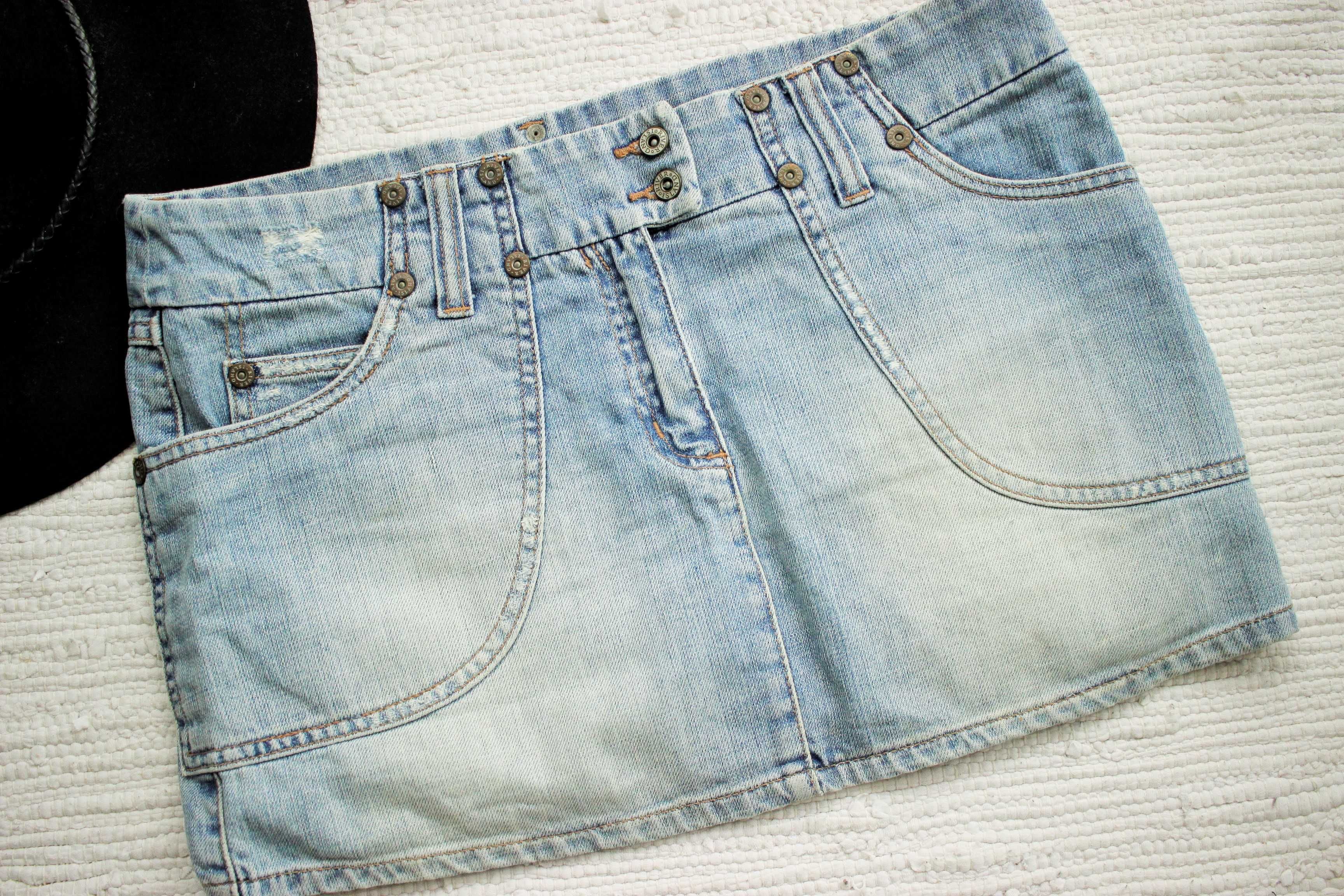 Spódnica mini jeans, rozm.L/40, niebieska, wiosenna, codzienna