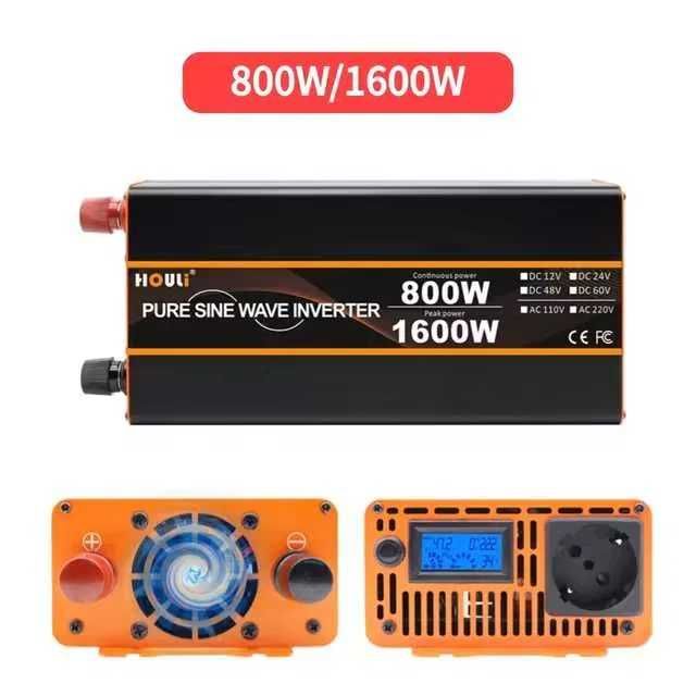 Інвертор Перетворювач напруги Houli 1600/800 Вт 12-220V Чистий синус