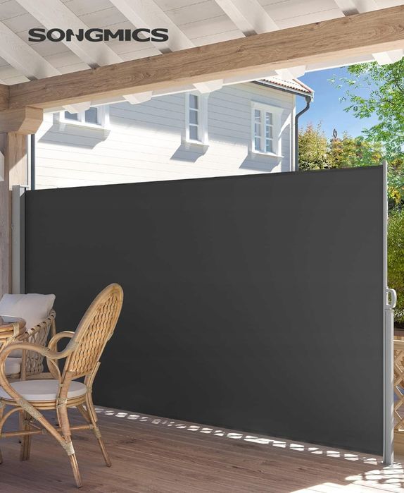 SONGMICS Osłona boczna, wysuwana, 160 x 350 cm szara GSA165G02