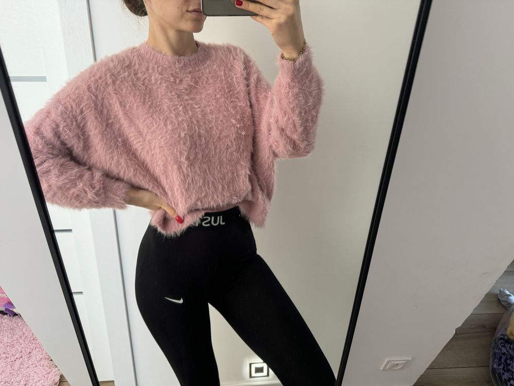 Sweterek ciepły pudrowy róż H&M