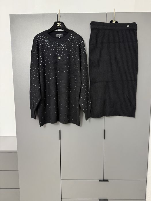 Костюм юбка миди  джемпер онигинал Chanel кашемир шерсть свитер
