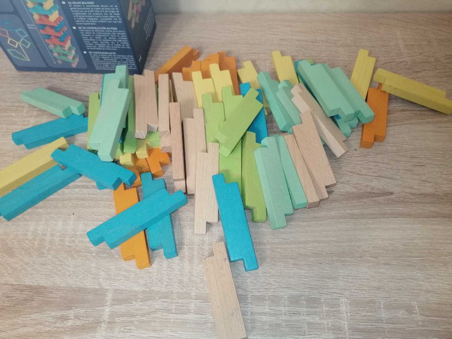 Janod, Zestaw drewnianych klocków (60x) do układania