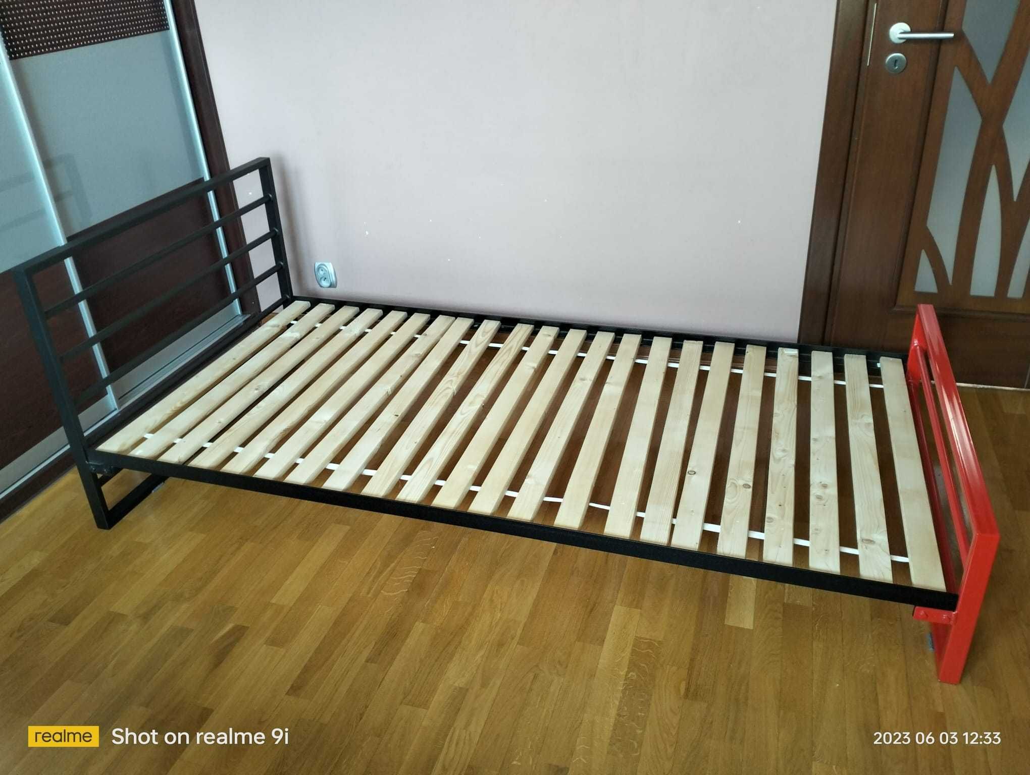 Łóżko pojedyncze ze stelażem, metalowe, Lak System Premium 100x200