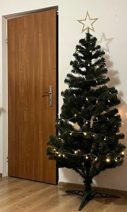 NOWY Choinka Sztuczna Jodła Zielona Gęsta 180/220cm + Stojak Gratis