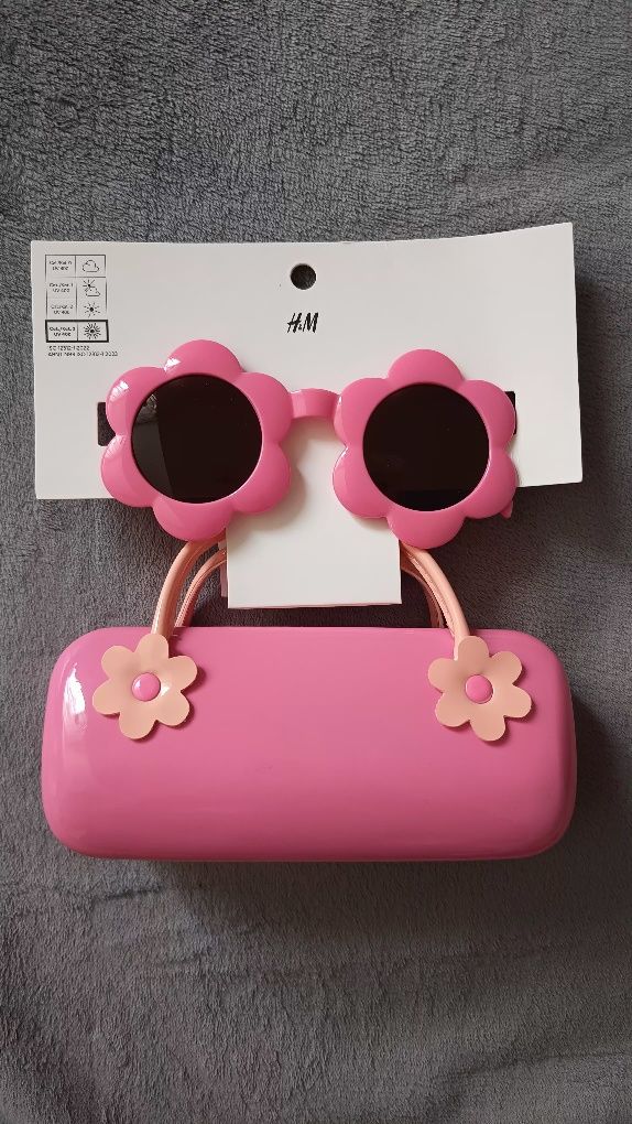 Różowe Okulary dziecięce i etui pokrowiec na Okulary torebka, nowe
