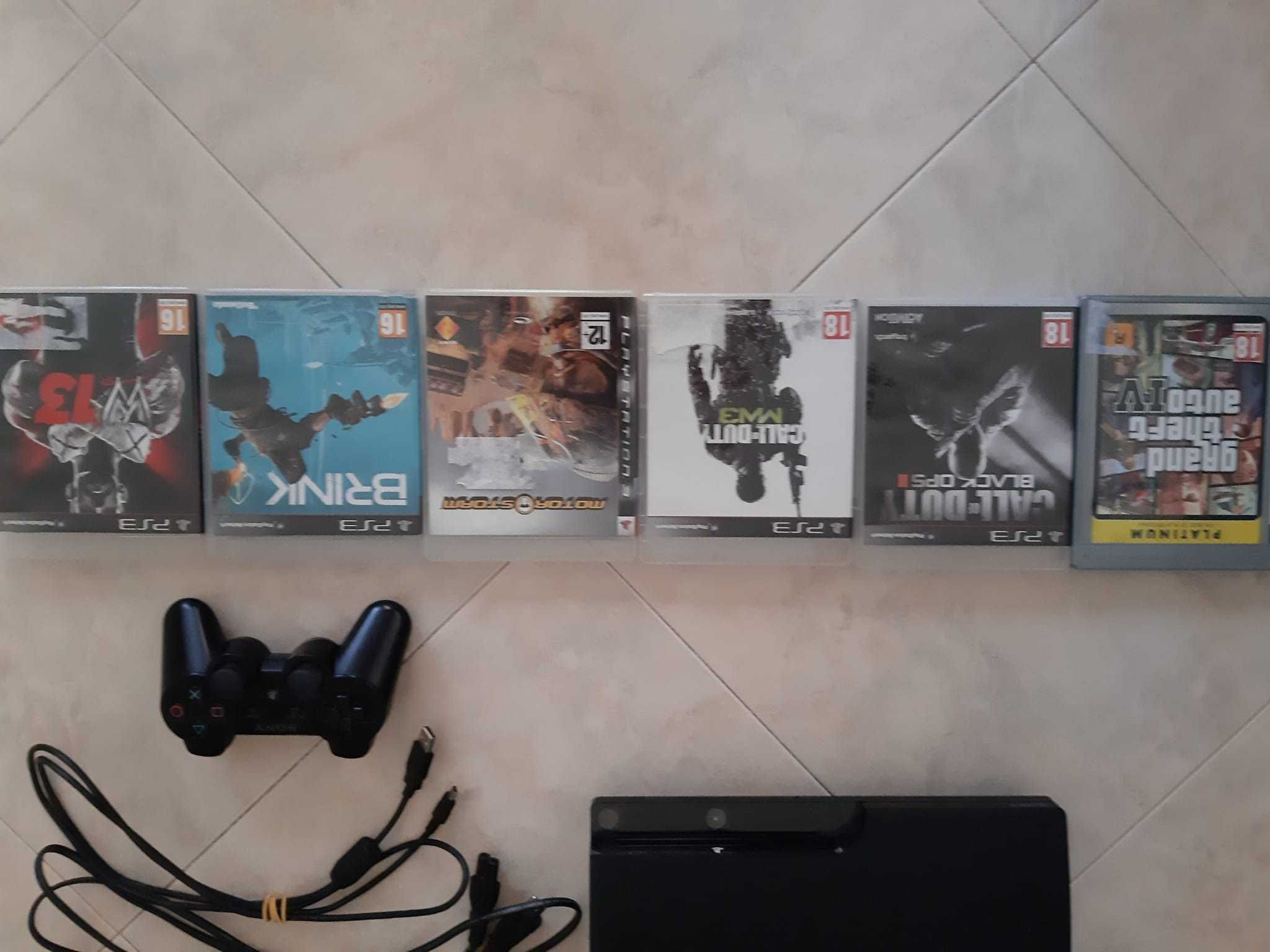 PS3 com 1 Comandos SONY + 6 Jogos