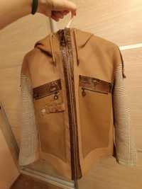 Кашемірове пальто з шкіряними вставками34 розмір
