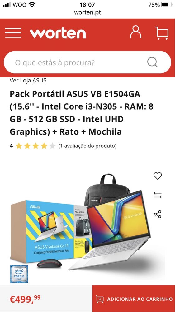 Computador Portatil Asus Pack NOVO (ler descriçao)