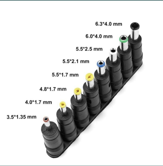 8 в 1 Універсальний зарядний кабель USB-DC та 8 перехідників