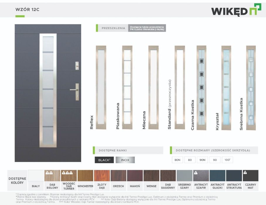 Drzwi wejściowe z naświetlem Wikęd Premium Termo 122,5 x 208 Wzór 12C