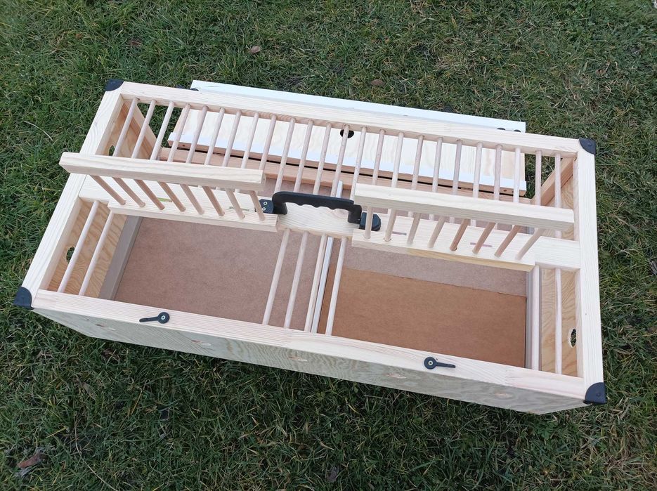 Kosz transportowy dla gołębi duży drewniany dzielony 80x40x23