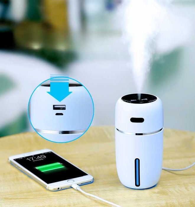 Ultradźwiękowy nawilżacz powietrza do samochodu i domu – aromaterapia