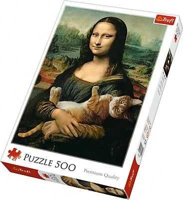 Puzzle Mona Lisa i kot Mruczek Trefl 500 elementów