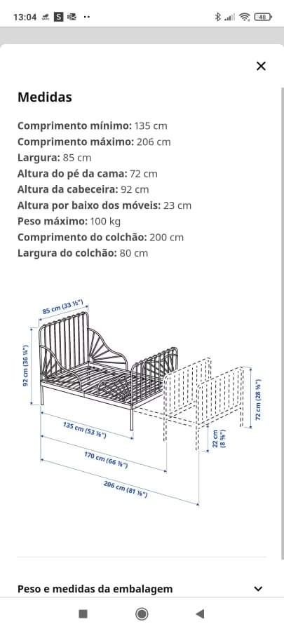 Cama de criança extensível (cama+ estrado)