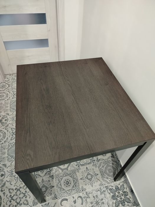 VANGSTA Stół rozkładany, czarny/ciemnobrązowy, Ikea