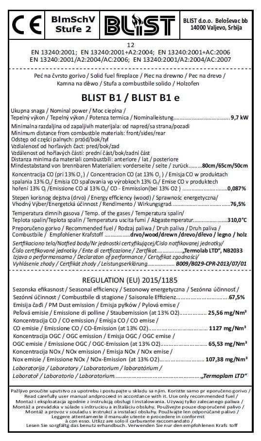 Piec kominek wolnostojący stalowy koza BLIST B1e 9 KW - NOWE