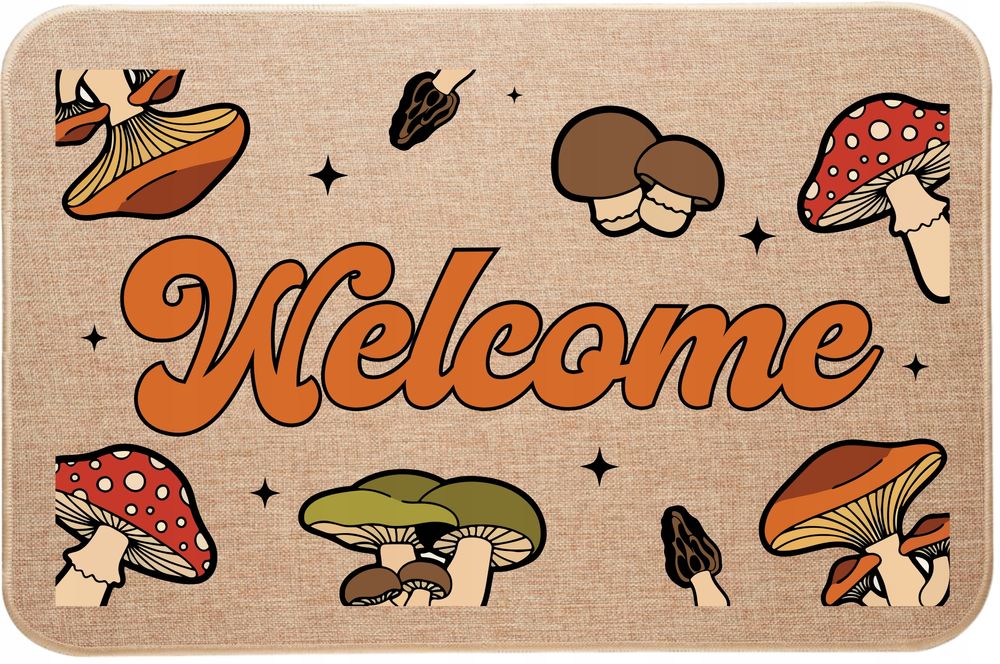 Wycieraczka lniana pod drzwi kolorowy jesienny nadruk Welcome