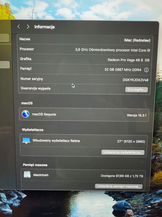 iMac Retina 5K 27” (2019) SSD 2TB | RAM 32GB | Radeon Pro Vega 48