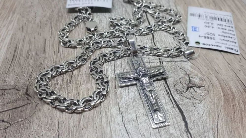 Ланцюжок і хрестик срібло 925 комплект