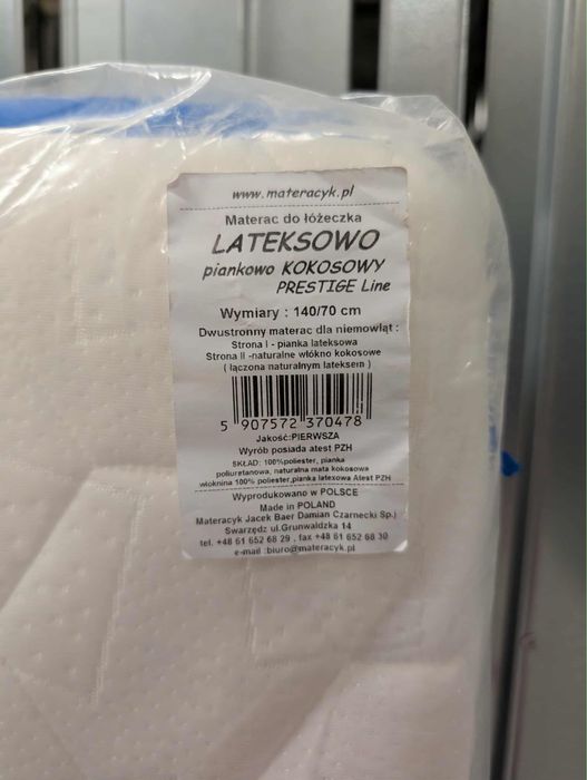 Materac dzieciecy lozeczko 70x140 Fiki Miki lateksowo kokosowo pianka