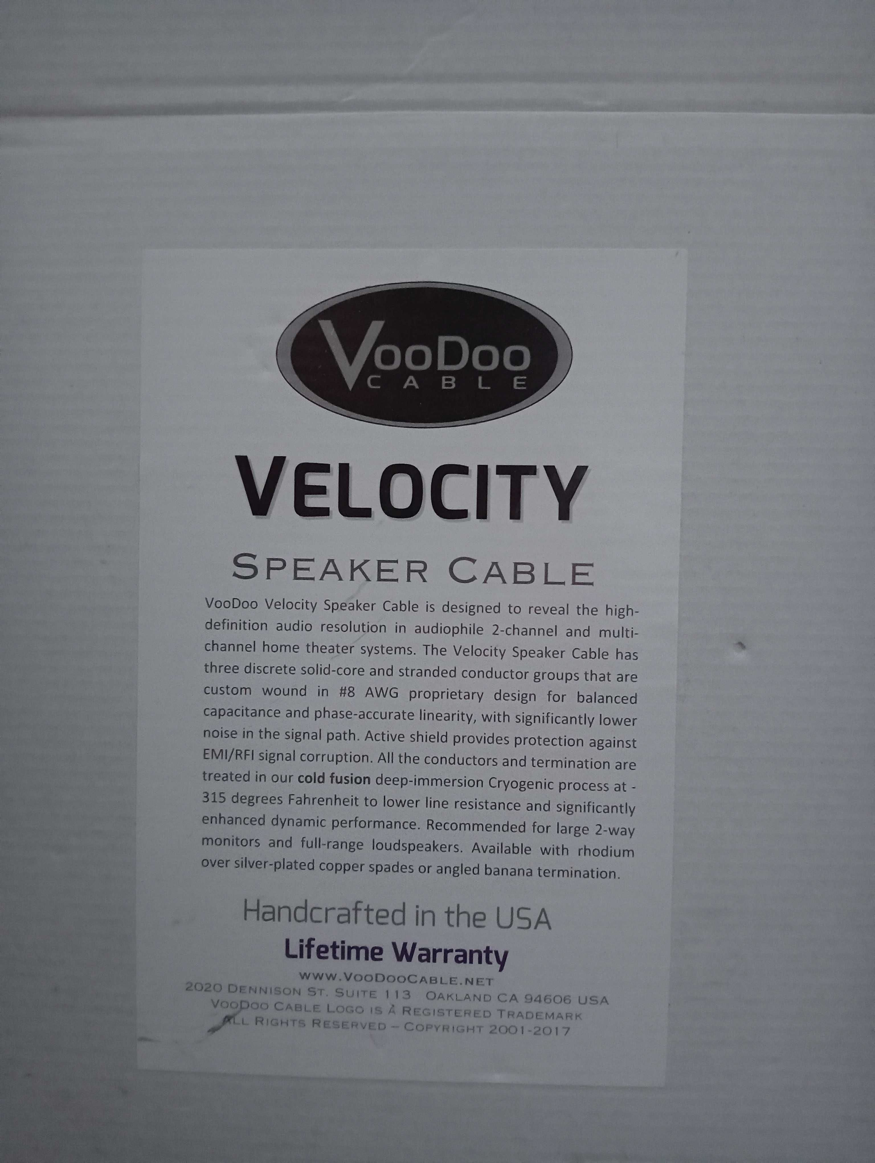 Фірмовий акустический кабель Voodoo Cable Velocity.