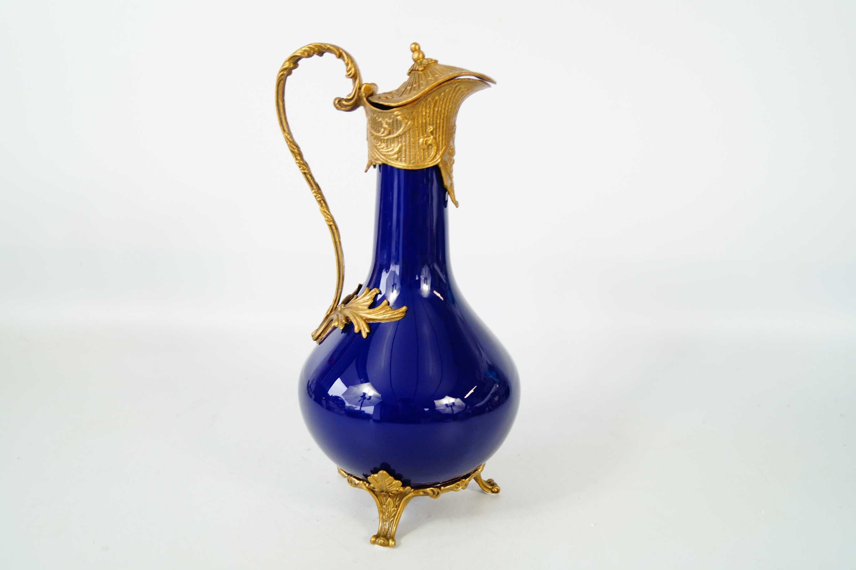 Dzbanek karafka porcelana + brąz kobaltowa