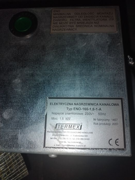 Nagrzewnica elektryczna fi 160 1,6kW