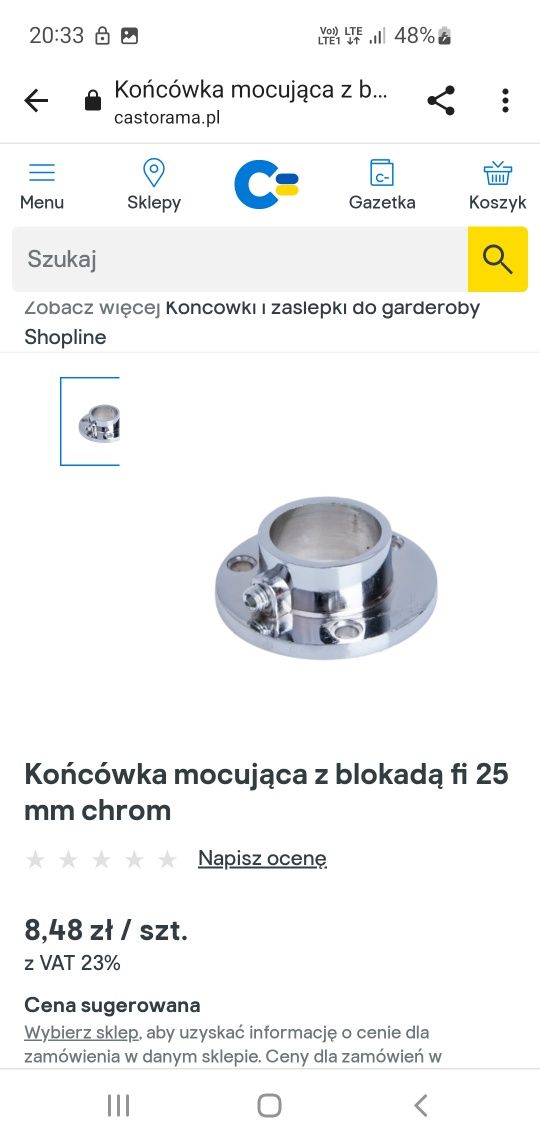 Rurki wieszaki ścienne zaślepki złącza trzykierunkowe końcówkimocujace