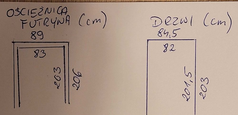 Drzwi przylgowe wewnętrzne 80 z klamką i ościeżnicą stałą