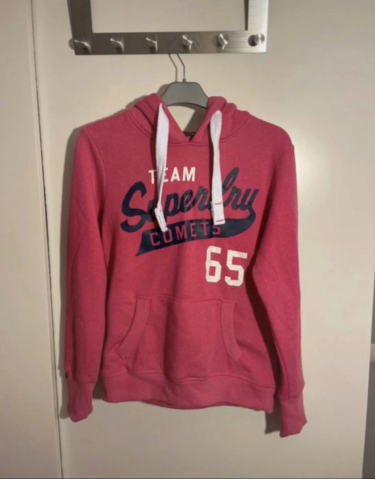 Oryginalna bluza Superdry damska nowa rozm. S ciepła różowa z kapturem