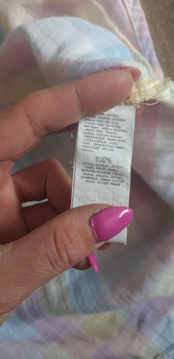 Kolorowa w kratkę bluzka koszulowa S 36