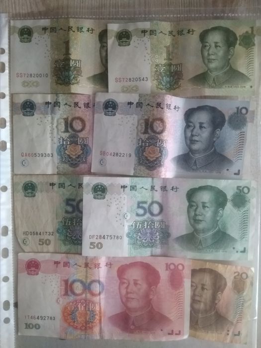 Юань юани китайские деньги 1 , 10, 20, 50, 100