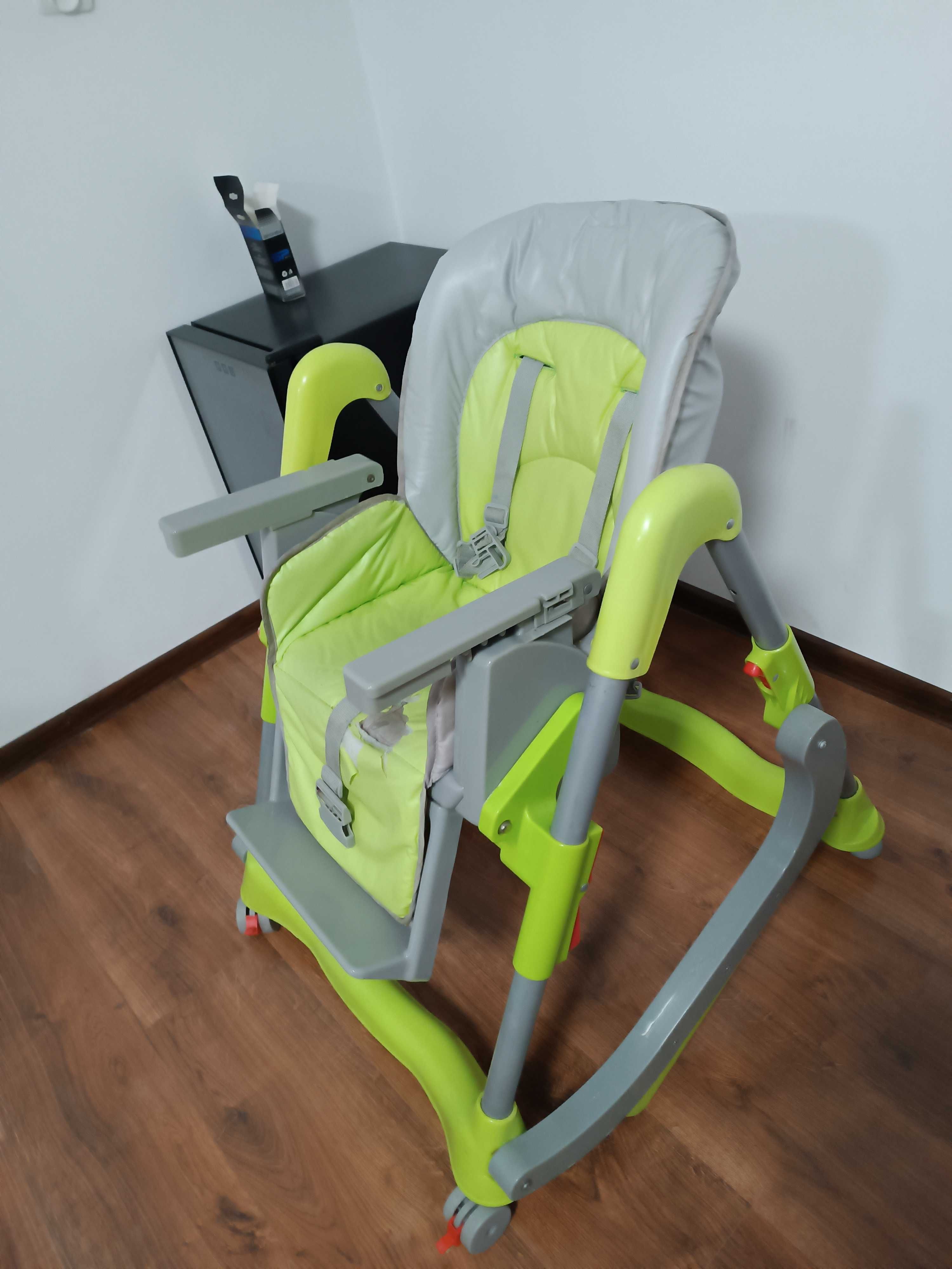Krzesło do karmienia z płozami do bujania zielone